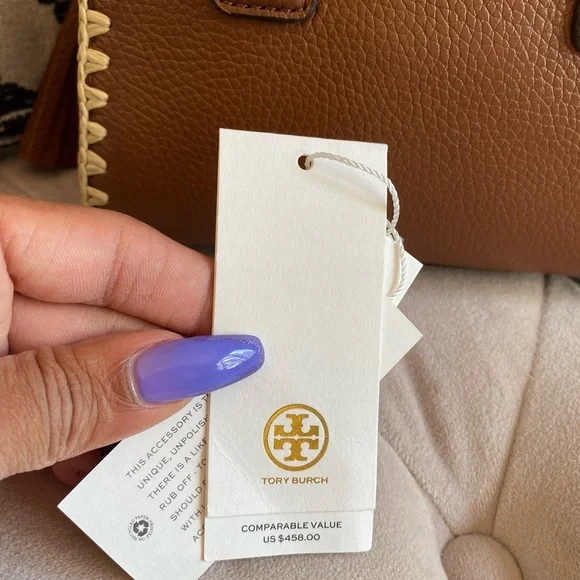 Tory Burch Thea Whipstitch Grizzly Mini Web Satchel - Picture 7 of 15